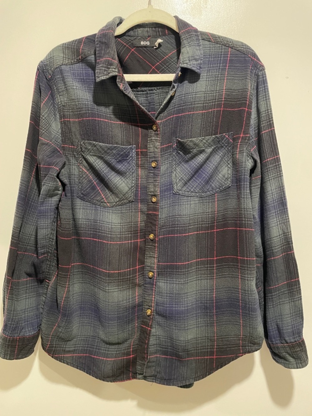 BDG Urban Outfitters Green and Purple Plaid Flannel Shirt